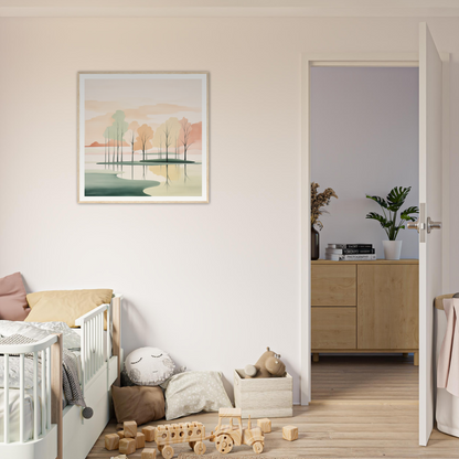 White wooden crib with curved railings from Whispered Nature Glows special edition art™