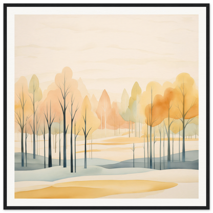 Watercolor landscape painting of autumn trees in muted tones from Whispering Autumn Reverie