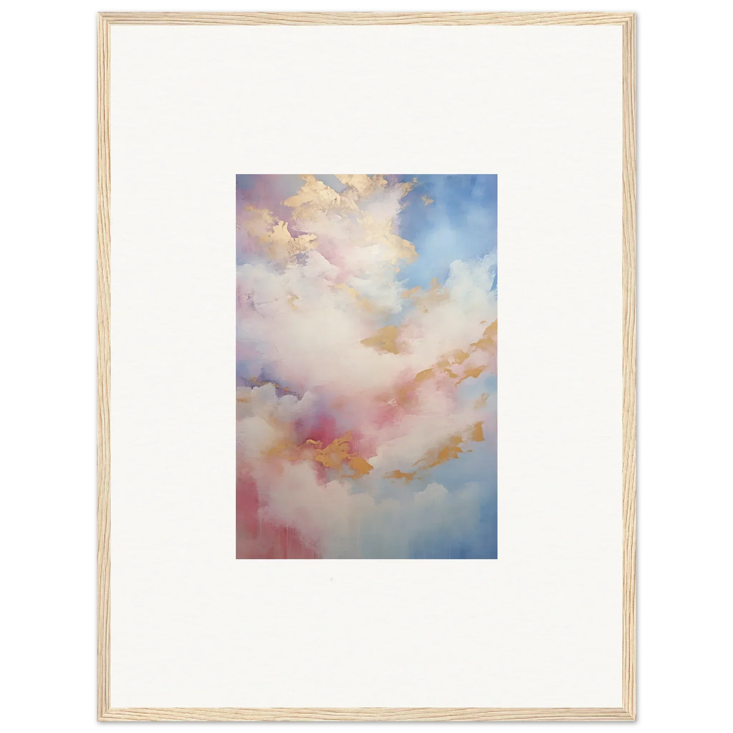 Framed wall art featuring soft pink and blue clouds in the special edition Whispers Beyond Reverie