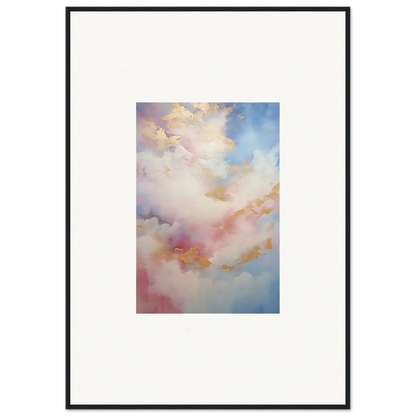 Abstract watercolor of soft pink and blue clouds in a premium framed wall art design