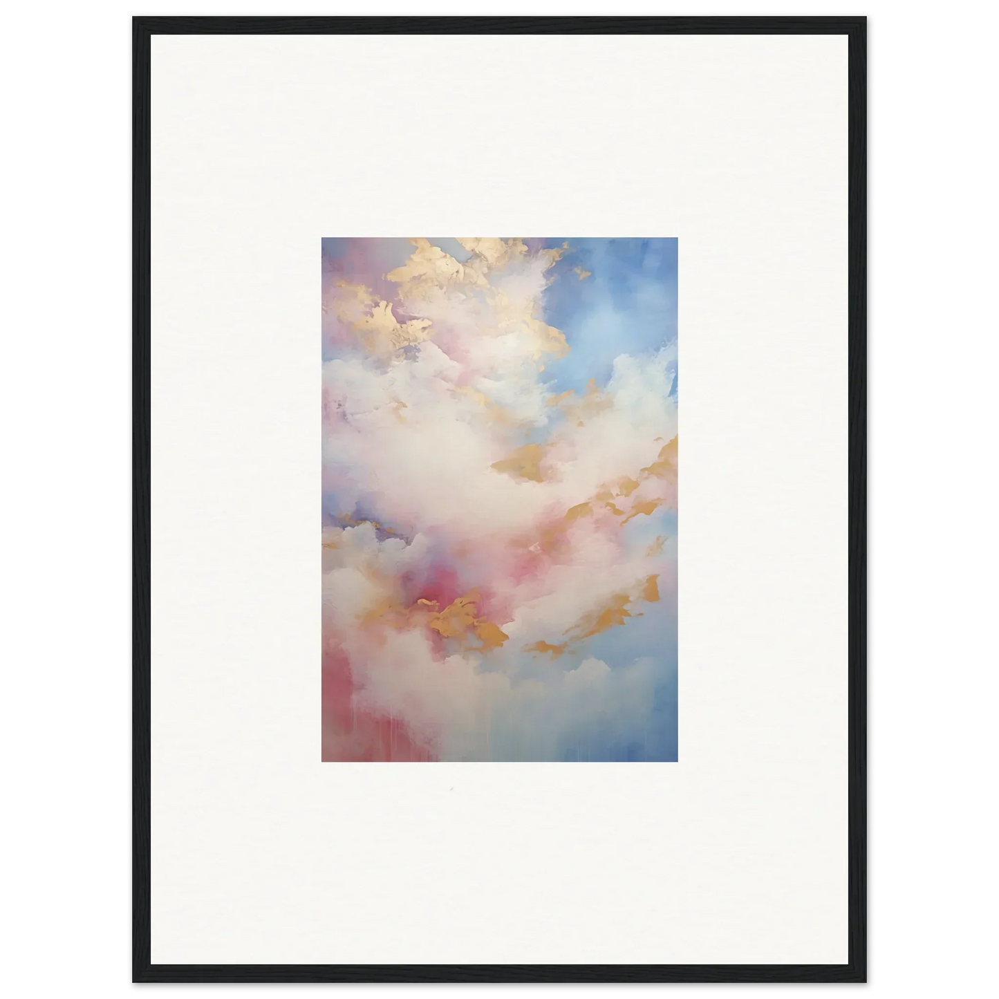 Framed wall art of soft clouds in pink, blue, and gold from Whispers Beyond Reverie