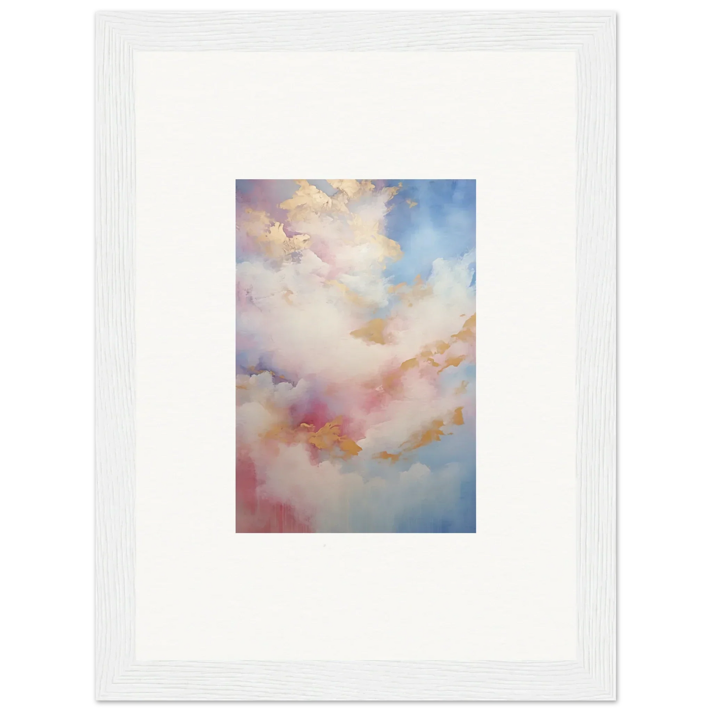 Dreamy watercolor cloud painting in soft colors for premium framed wall art