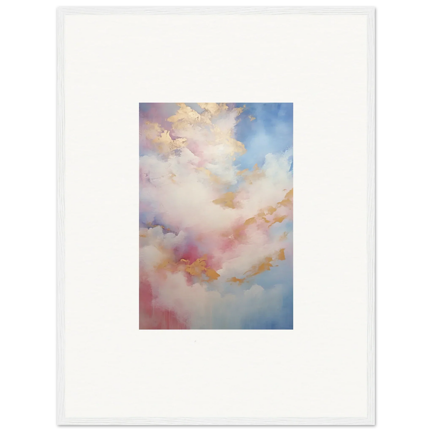 Abstract watercolor of dreamy clouds in pink and blue for premium framed wall art