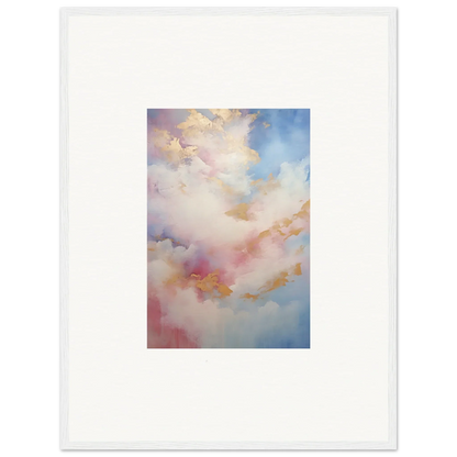 Abstract watercolor of dreamy clouds in pink and blue for premium framed wall art