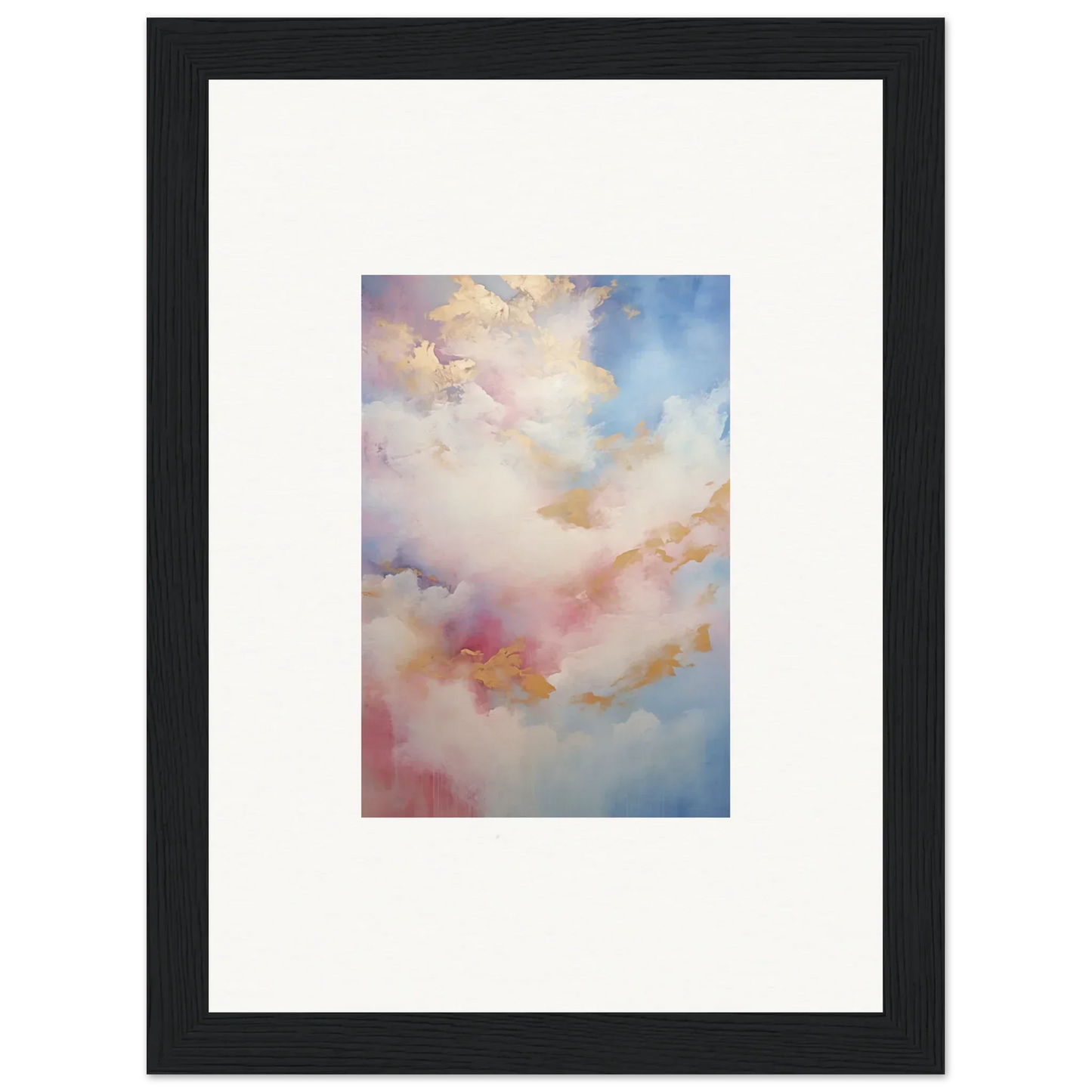 Framed wall art of dreamy clouds in pink and blue from Whispers Beyond Reverie