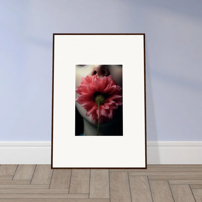 Framed canvas print of a vibrant red Gerbera Daisy for room decoration, bloom eternally