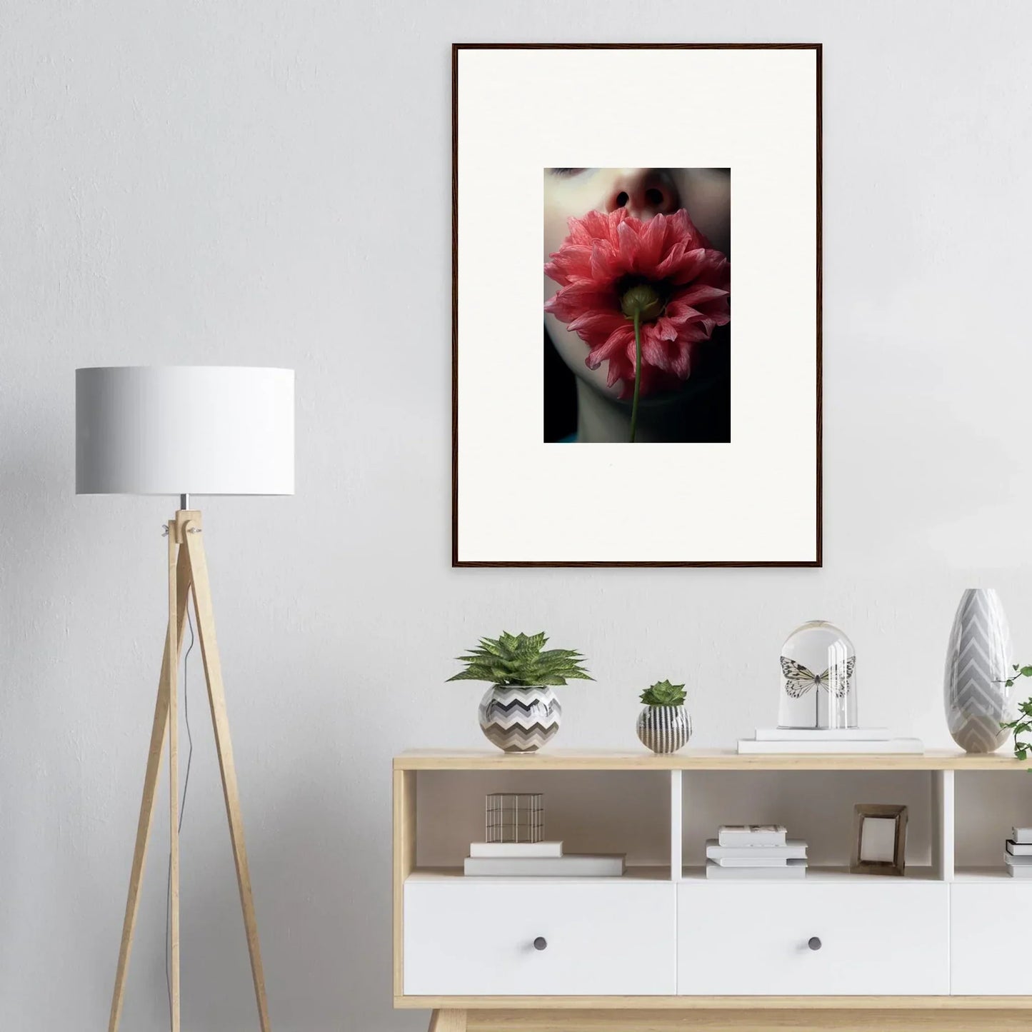 Framed canvas print of a pink flower for room decoration, Bloom Eternally vibe