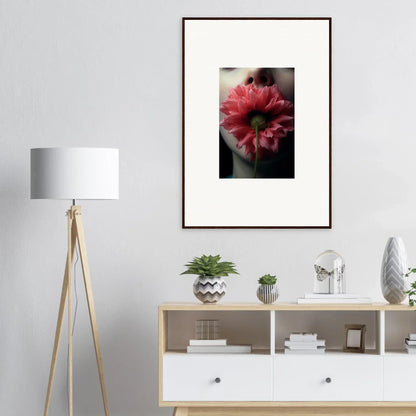 Framed canvas print of a pink flower for room decoration, Bloom Eternally vibe