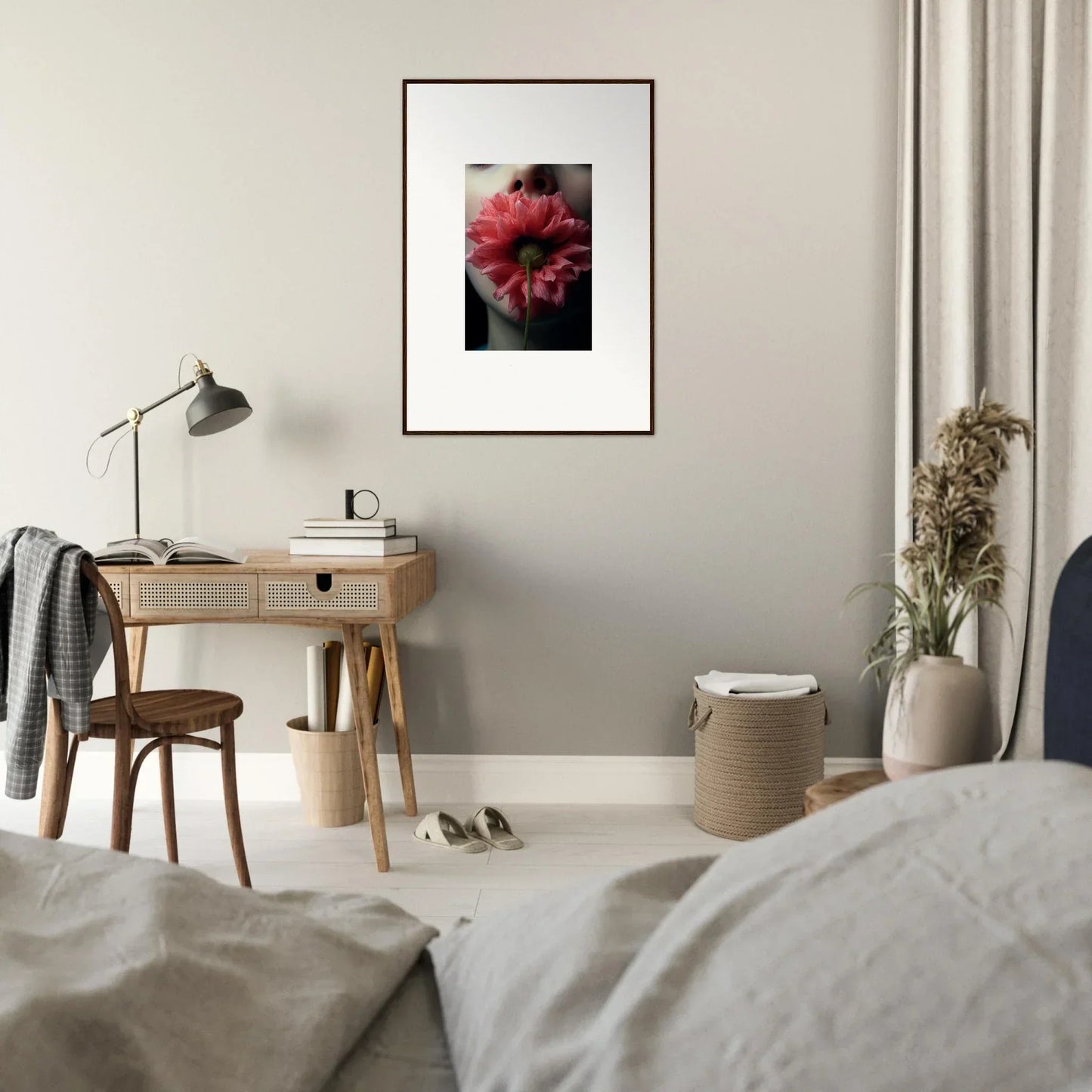 Framed photograph of a red flower for stunning room decoration and bloom eternally vibes