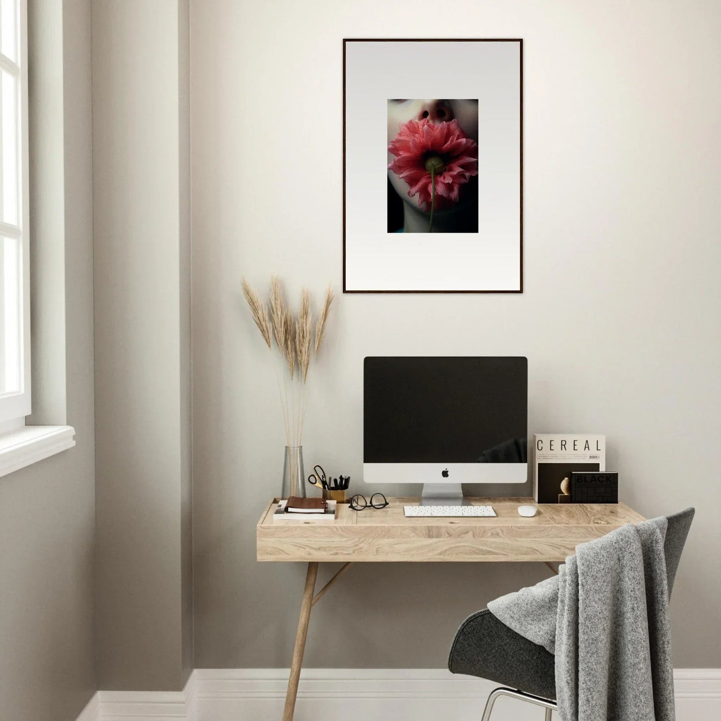 Vibrant red flower canvas print for room decoration, capturing the essence of bloom eternally