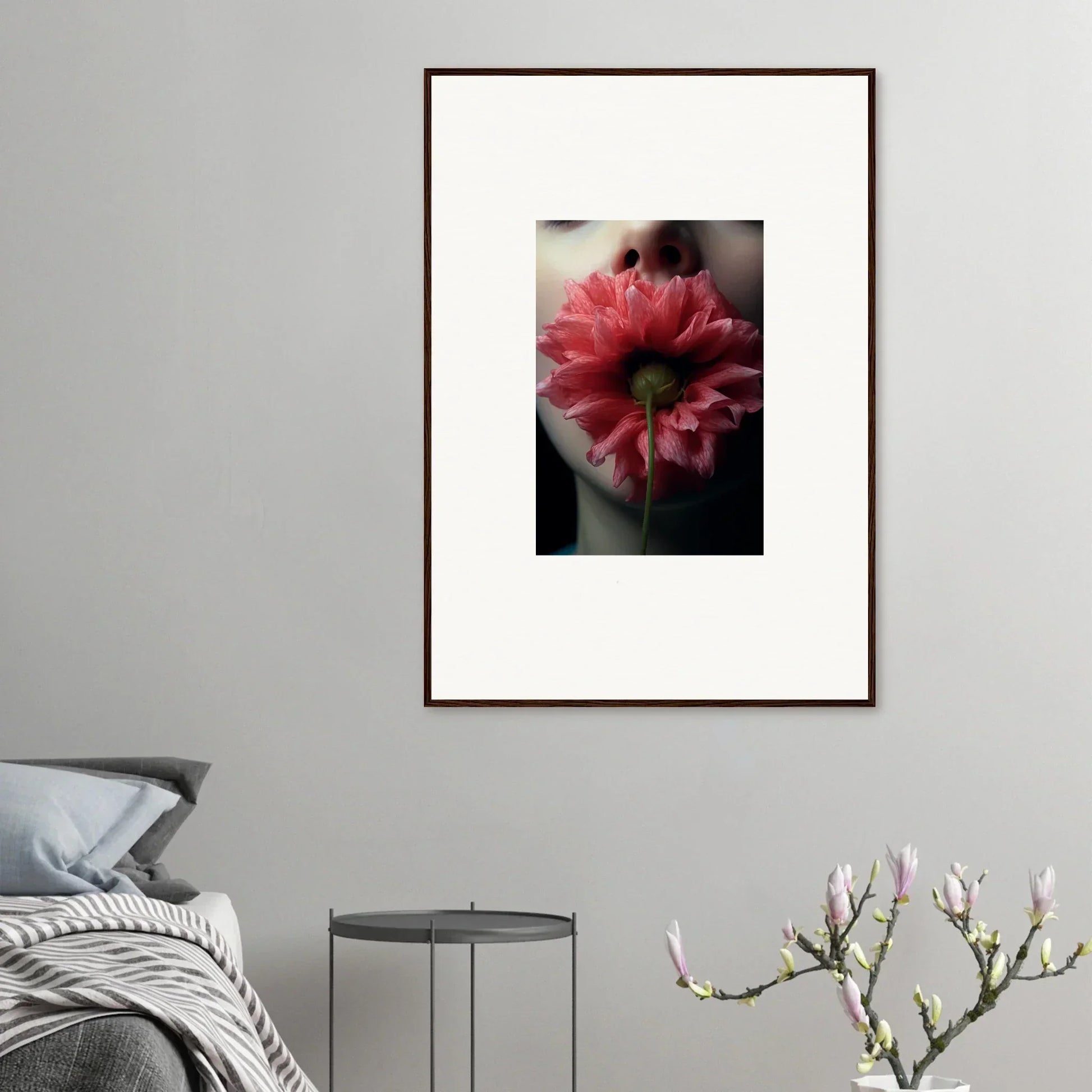 Framed photograph of a pink flower for stylish room decoration, Bloom Eternally canvas print