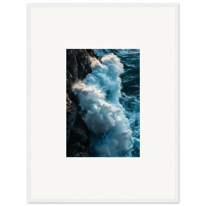 Powerful ocean wave crashing on rocky cliff for stunning canvas prints and room decor