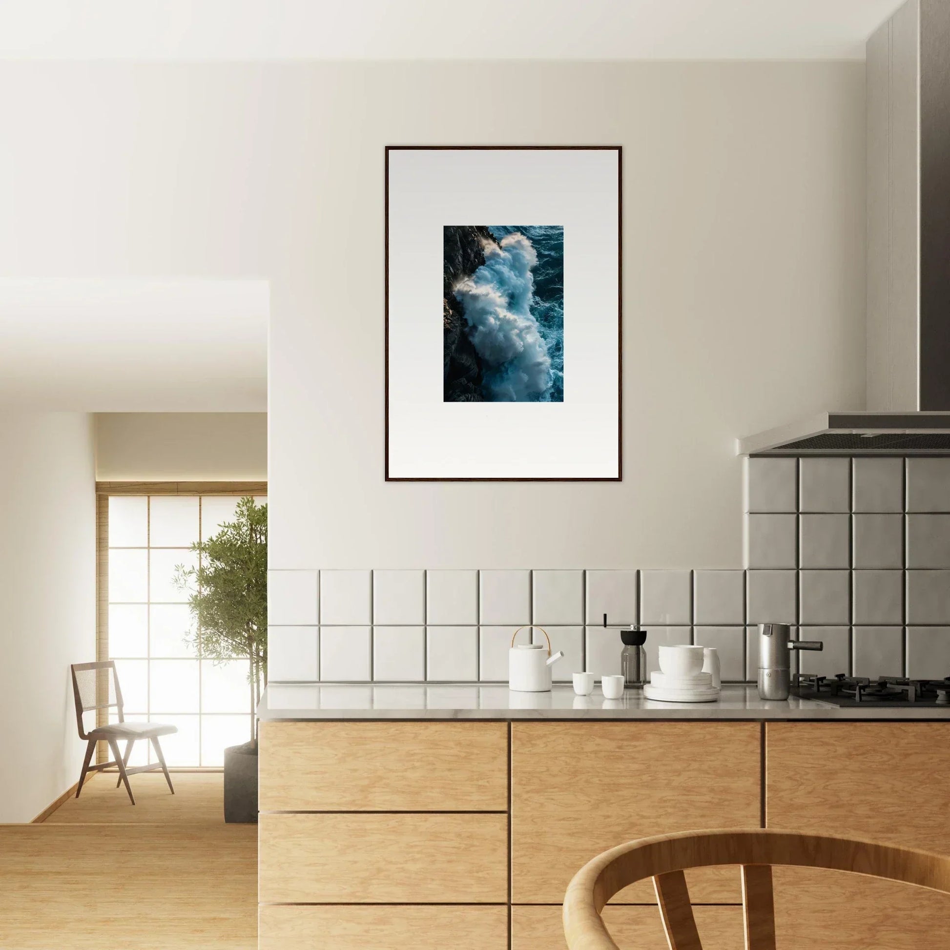 Framed wall art of dramatic cloud formation for stylish room decor