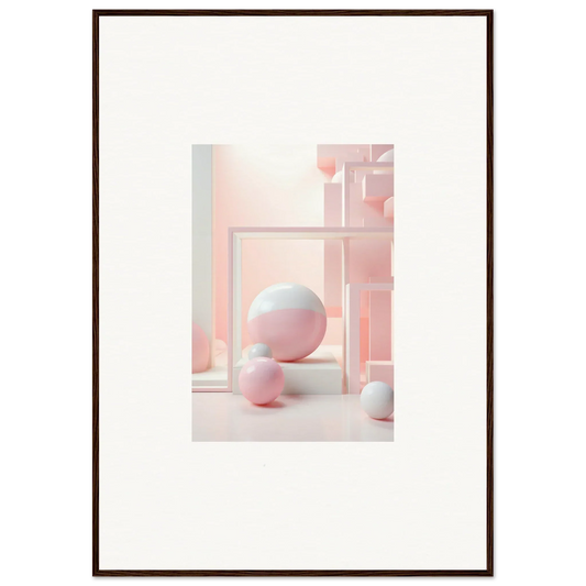 Framed abstract artwork with pink spheres in the Cubed Neo Aislamiento design