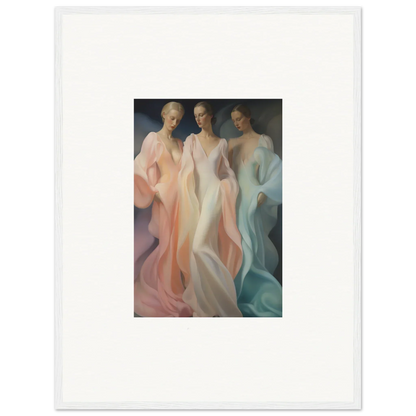 Ethereal painting of three figures in flowing gowns from Whispers Silk Susurrus