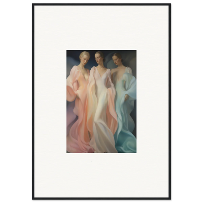 Three ethereal figures in pastel gowns embody Whispers Silk Susurrus special edition art™