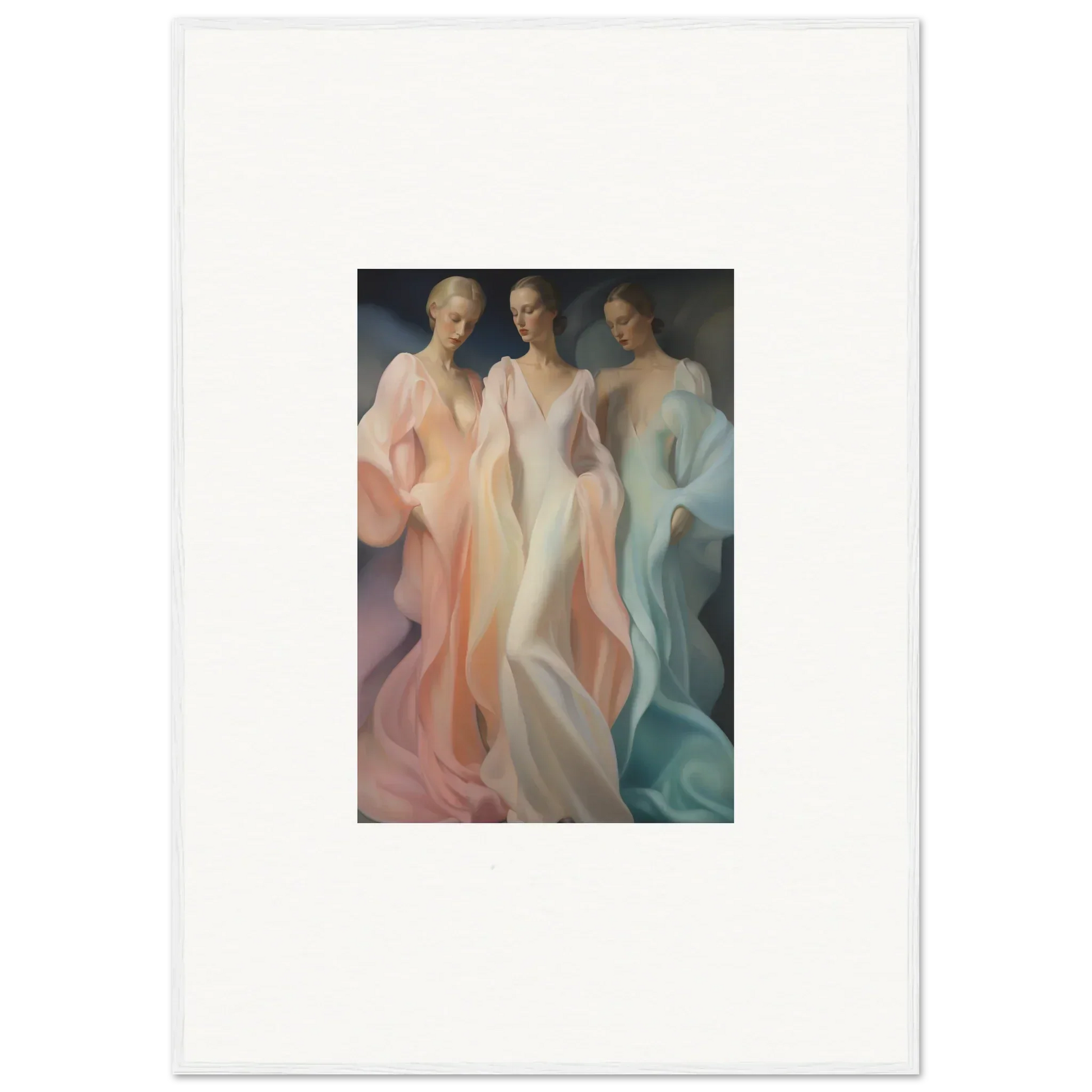 Artistic painting of ethereal figures in gowns for Whispers Silk Susurrus special edition art™