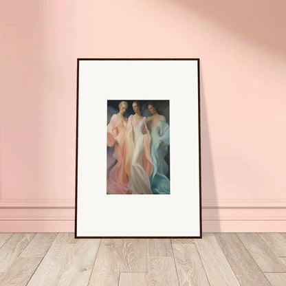 Framed artwork of three ethereal figures from Whispers Silk Susurrus special edition art™