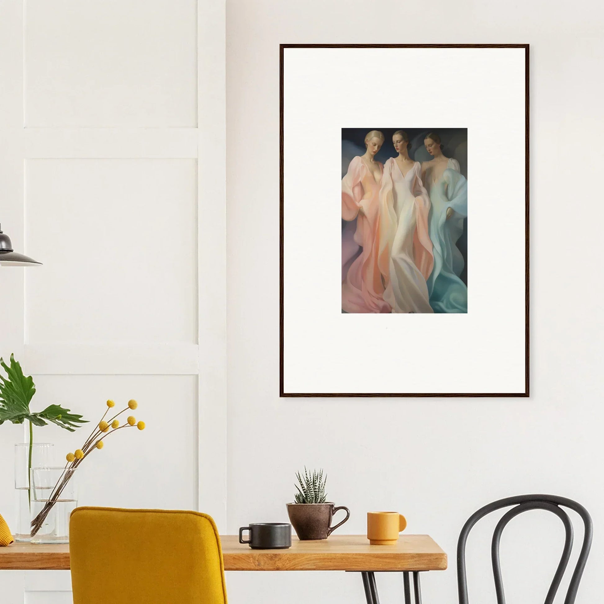 Framed artwork of three ethereal figures for the Whispers Silk Susurrus special edition art™