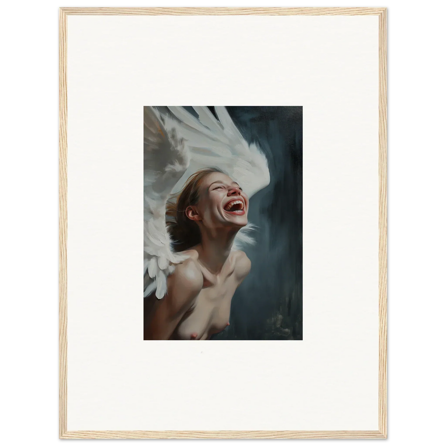 Joyful canvas print of a person laughing, perfect for ecstasy mosaic room decoration