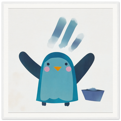 Cute blue cartoon Winged Penguin with rosy cheeks for the Winged Penguin Plunge special edition art™