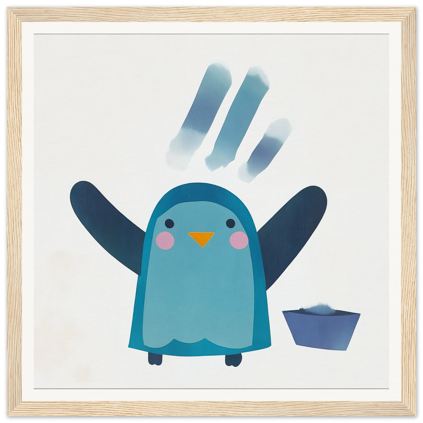 Cute blue winged penguin with rosy cheeks in the Winged Penguin Plunge special edition art™