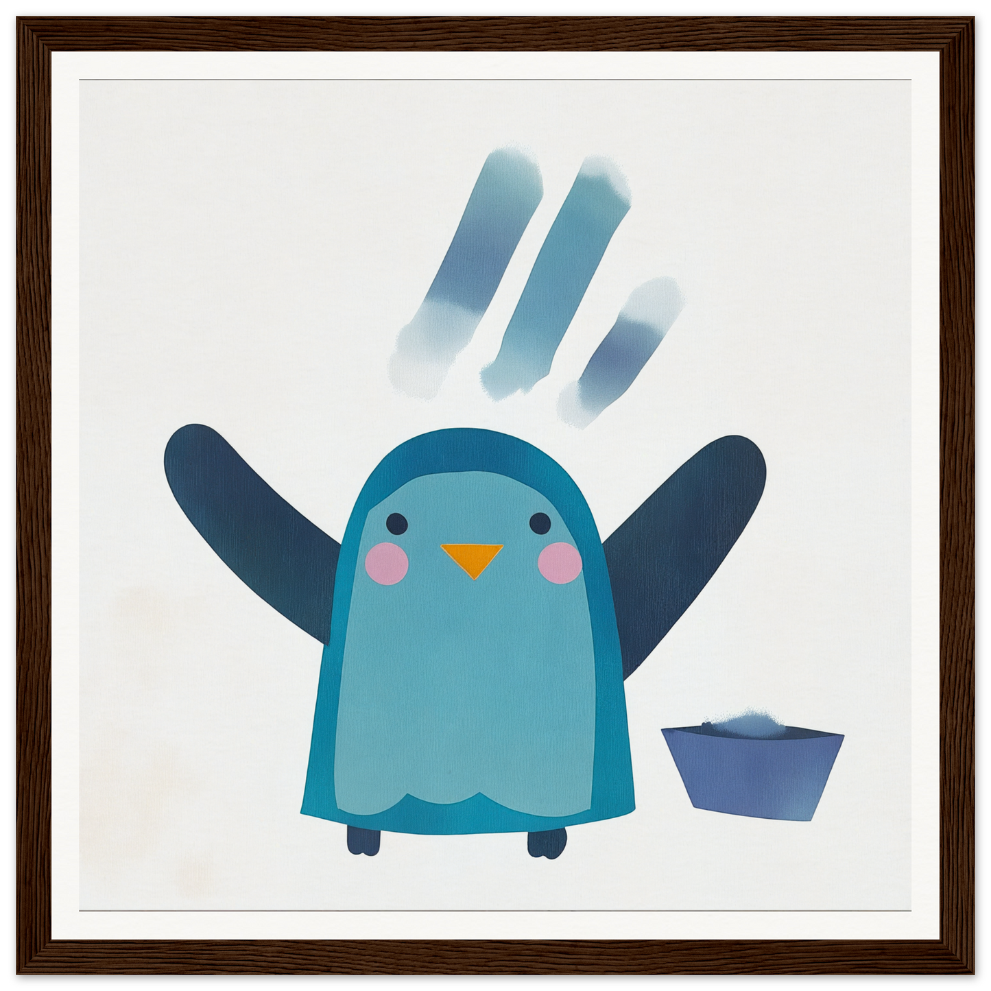 Cute blue winged penguin with rosy cheeks showcasing the Winged Penguin Plunge special edition art™