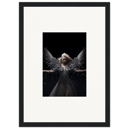 Angelic figure with dark wings in flowing gown, perfect for ether echoes room decor