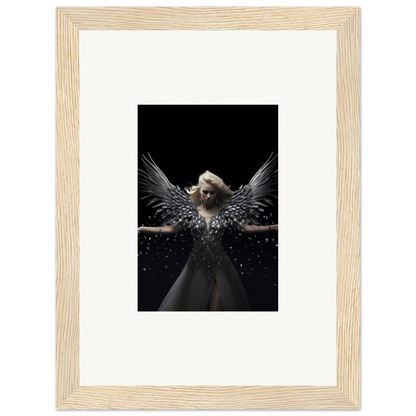 Angelic figure with wings in dark backdrop, perfect for Ether Echoes room decor