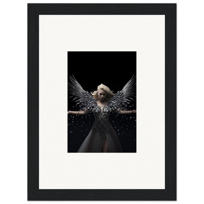 Winged figure in dark setting, perfect for ether echoes room decor or framed wall art