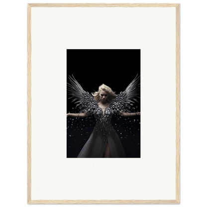 Angelic figure with dark wings in Ether Echoes framed wall art for stunning room decor