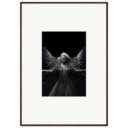 Angelic figure with dark wings in Ether Echoes framed wall art for unique room decor