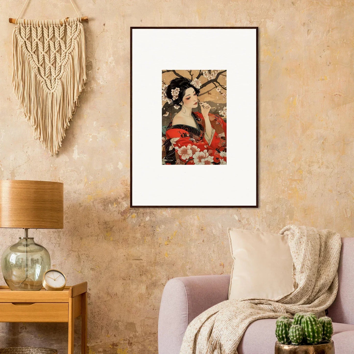 Framed wall art titled Wisps of Eternity in red and black floral style