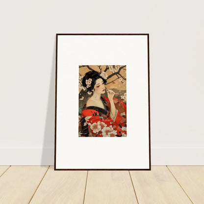 Framed wall art of a Geisha with cherry blossoms in Wisps of Eternity special edition art