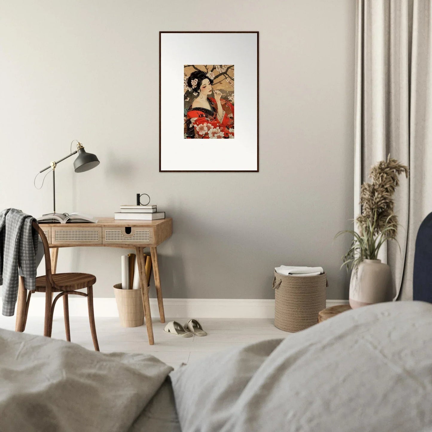 Framed vintage-style Japanese art print on light gray wall for Wisps of Eternity special edition art™