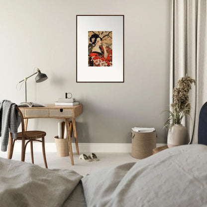 Framed vintage-style Japanese art print on light gray wall for Wisps of Eternity special edition art™