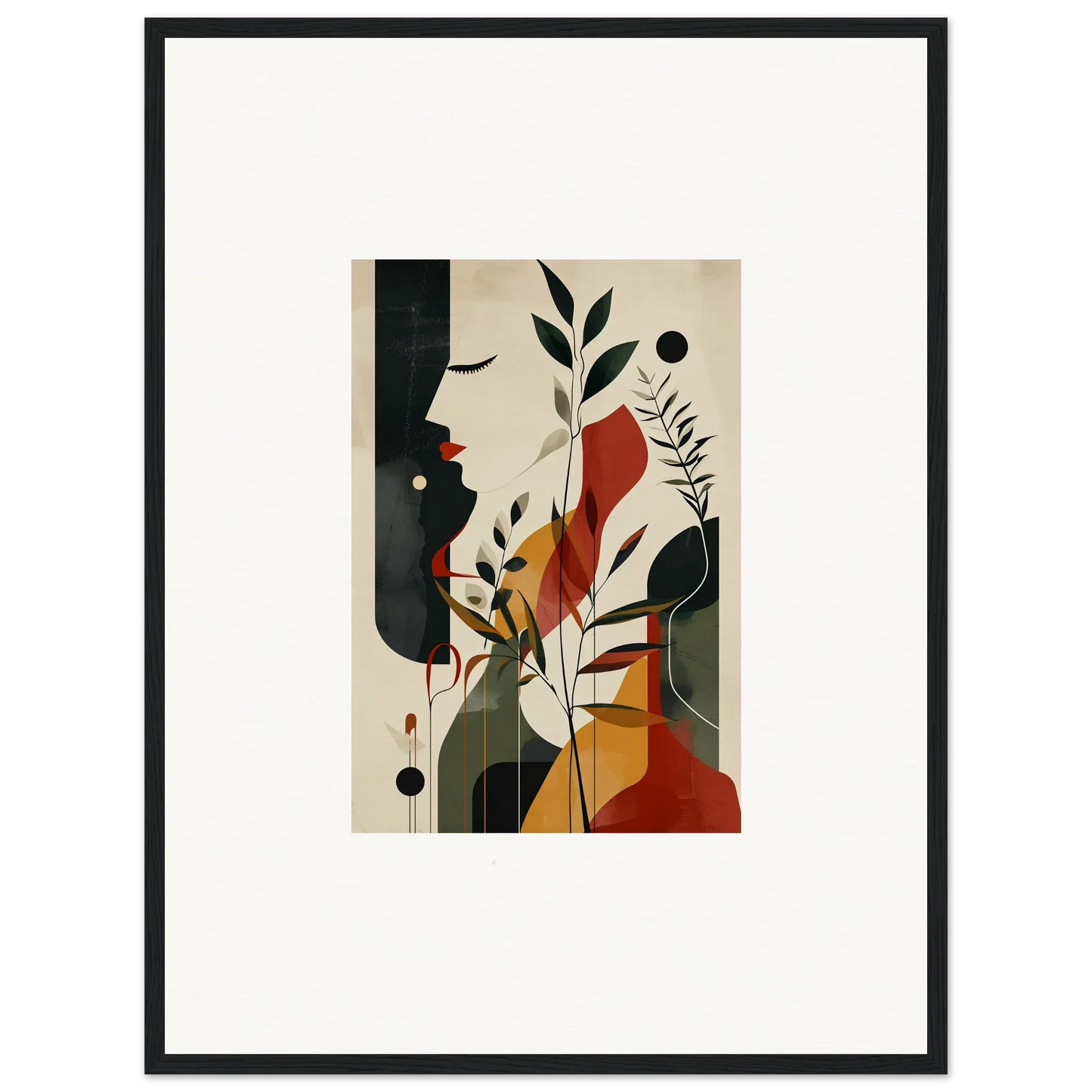 Abstract framed wall art with organic shapes and earthy tones, perfect for autumn whispers room decor