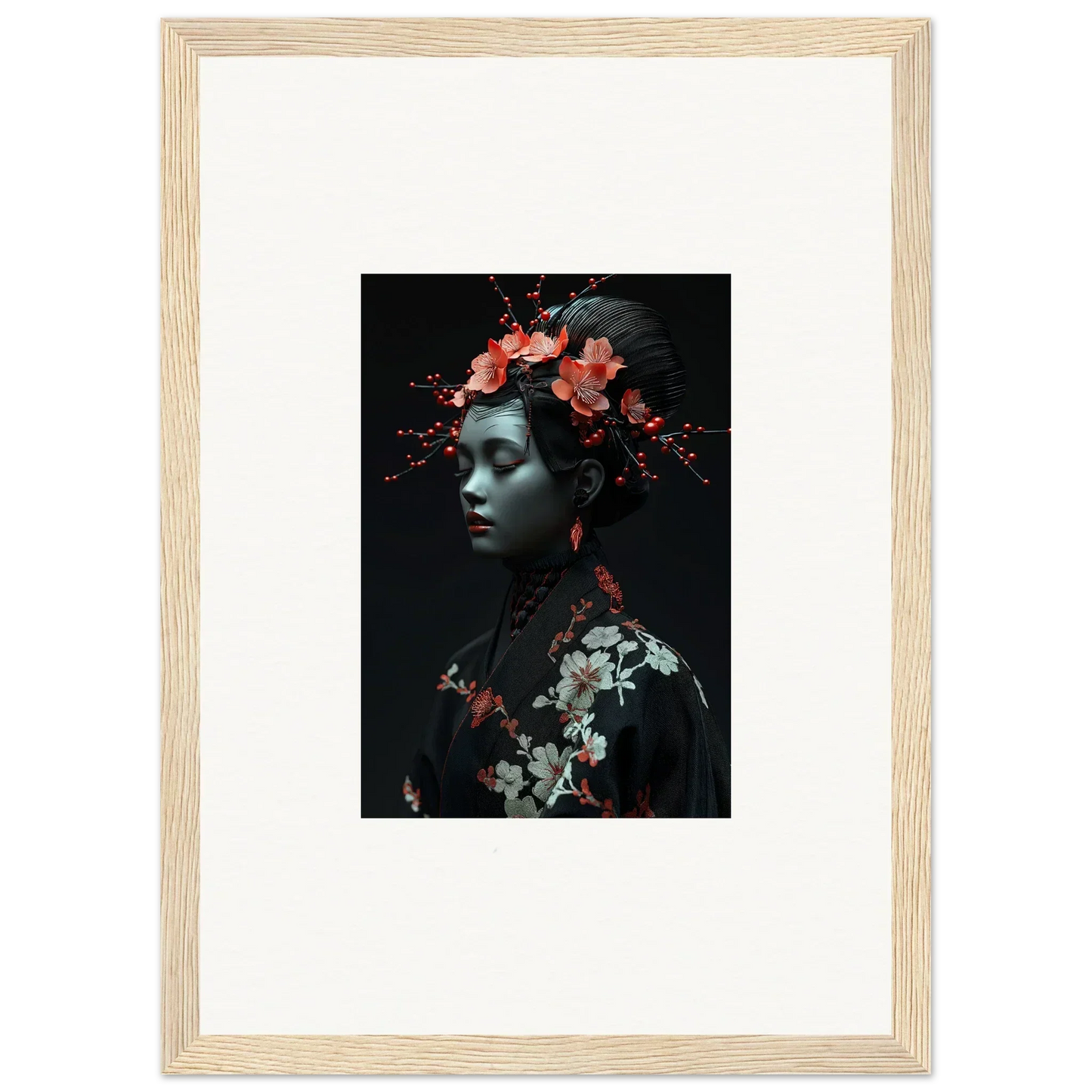 Framed canvas print of Midnight Reverie with floral elements for stylish room decoration