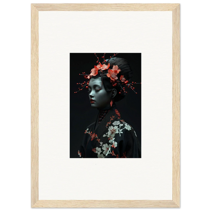 Framed canvas print of Midnight Reverie with floral elements for stylish room decoration