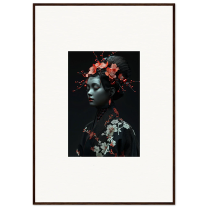 Framed canvas print of a floral figure, perfect for midnight reverie room decoration