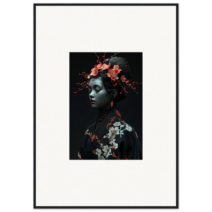 Framed canvas print of midnight reverie with floral elements for room decoration