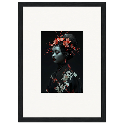 Framed canvas print of a floral figure, perfect for midnight reverie room decoration