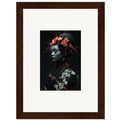 Framed canvas print of a floral figure for your midnight reverie room decoration