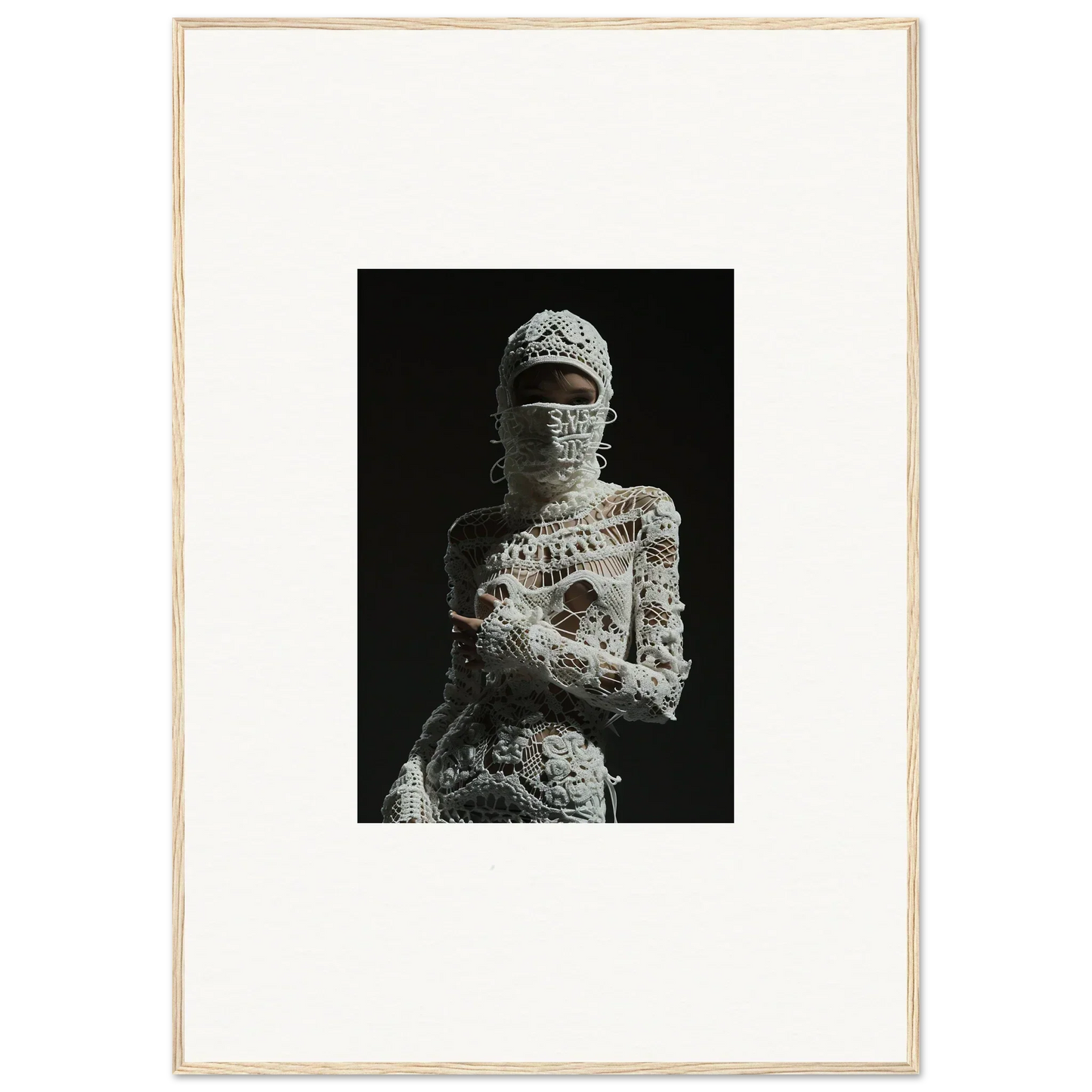 Mummy-like figure with bandages in Woven Dreams Undrifted framed wall art for room decor