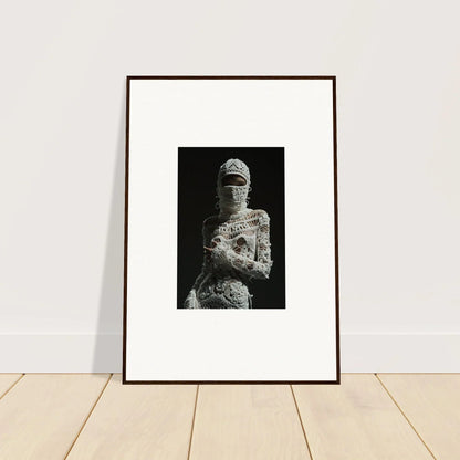 Framed black and white photograph of bandaged figure for dreams undrifted room decor