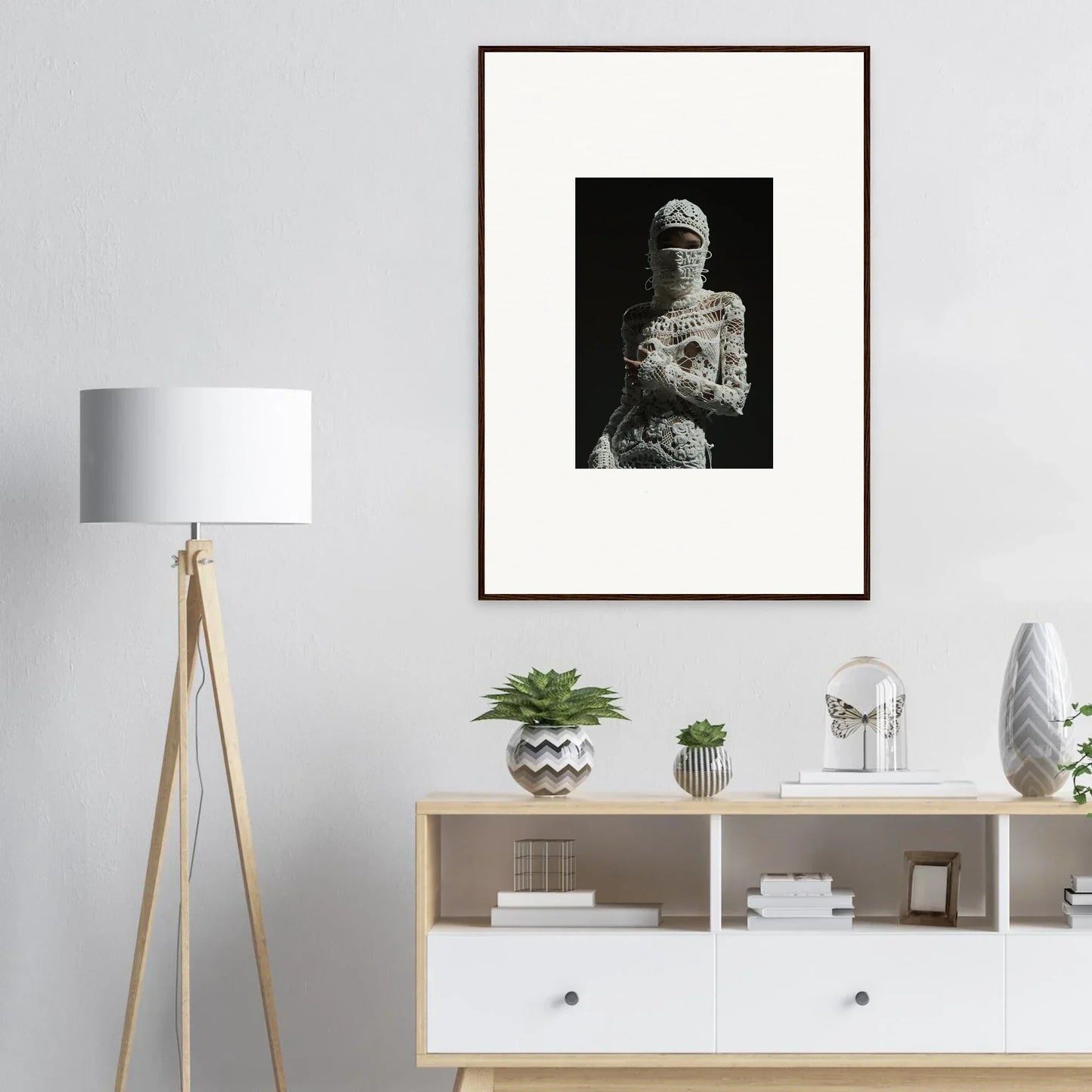 Framed black and white photograph of a mummy figure, perfect for dreams undrifted room decor