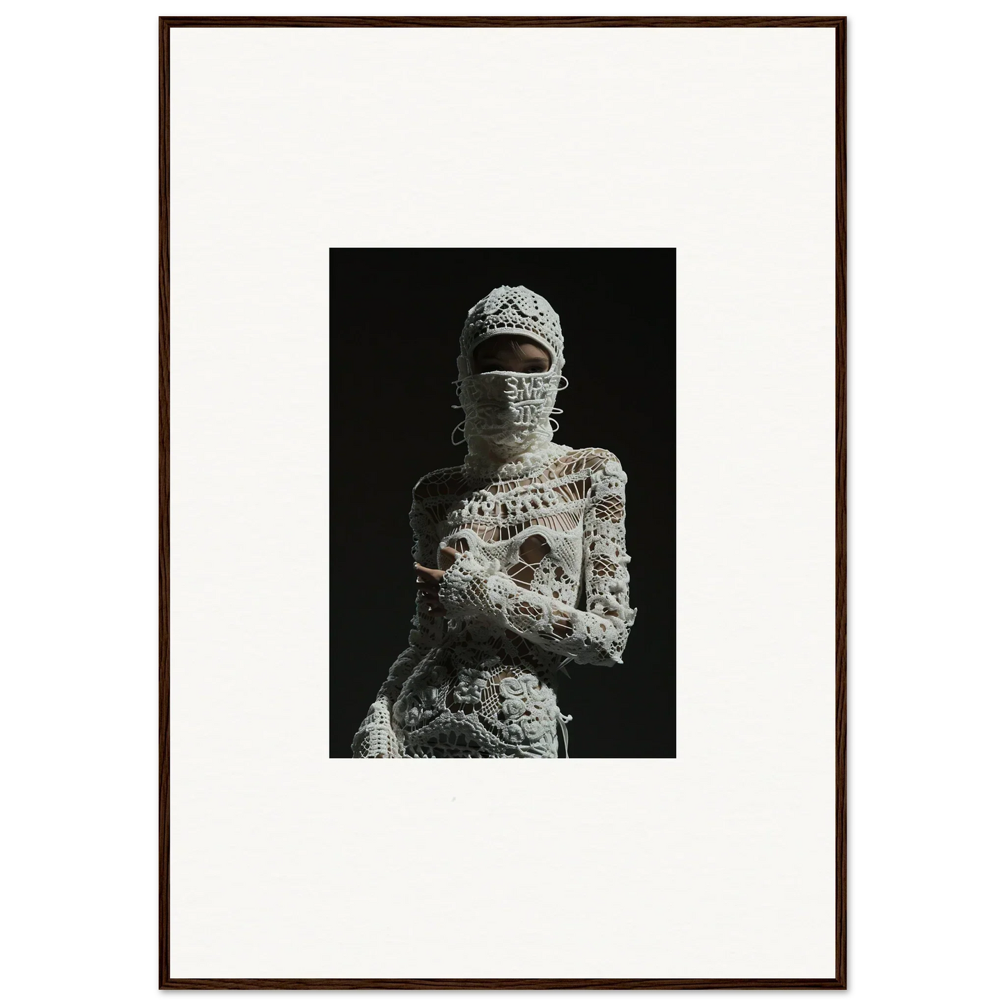 Mummy-like figure in bandages, perfect for Woven Dreams Undrifted room decor and framed wall art