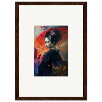 Colorful canvas print of a geisha, perfect for your Lotus Symphony room decoration