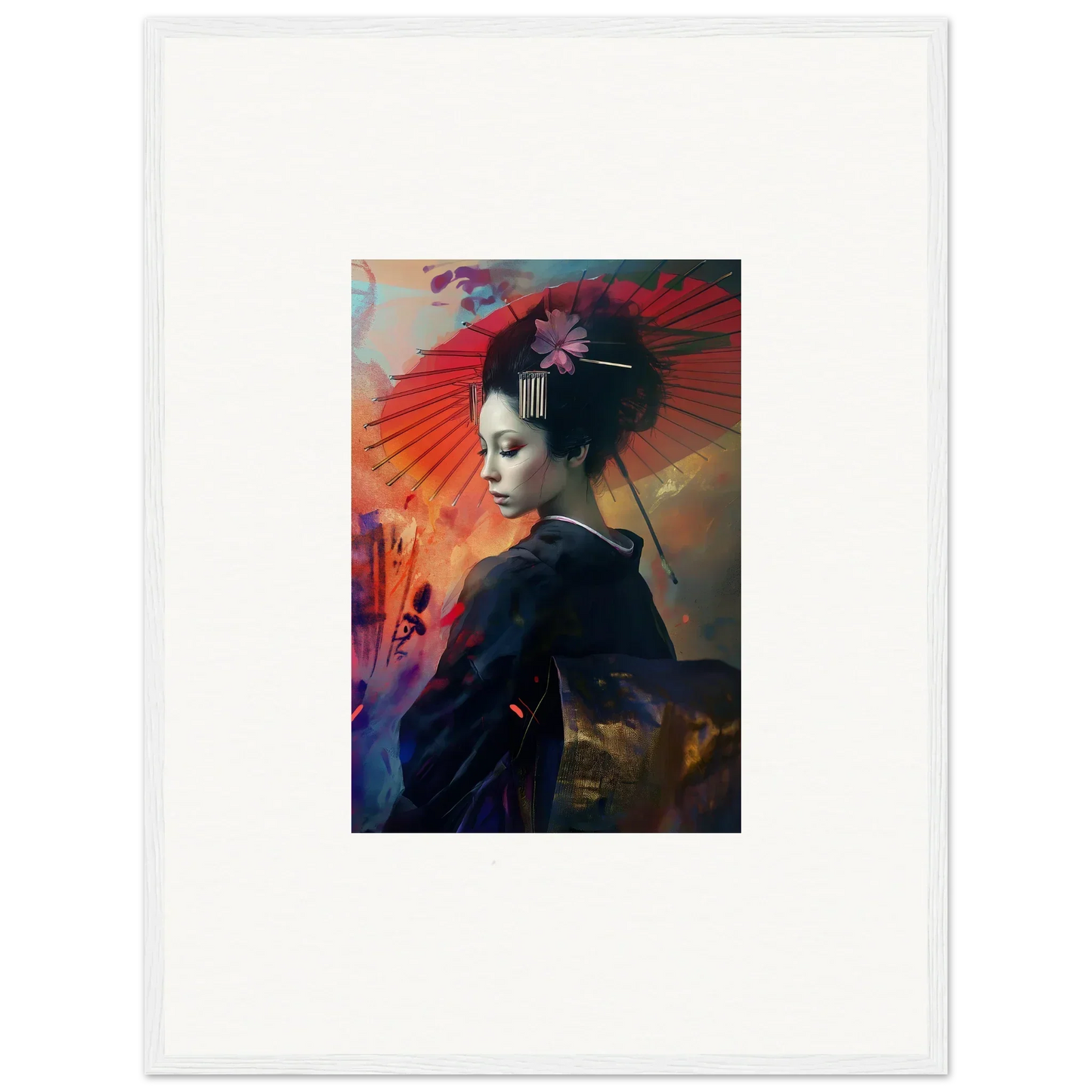 Portrait of a geisha with an elaborate hairstyle for Lotus Symphony room decoration canvas print