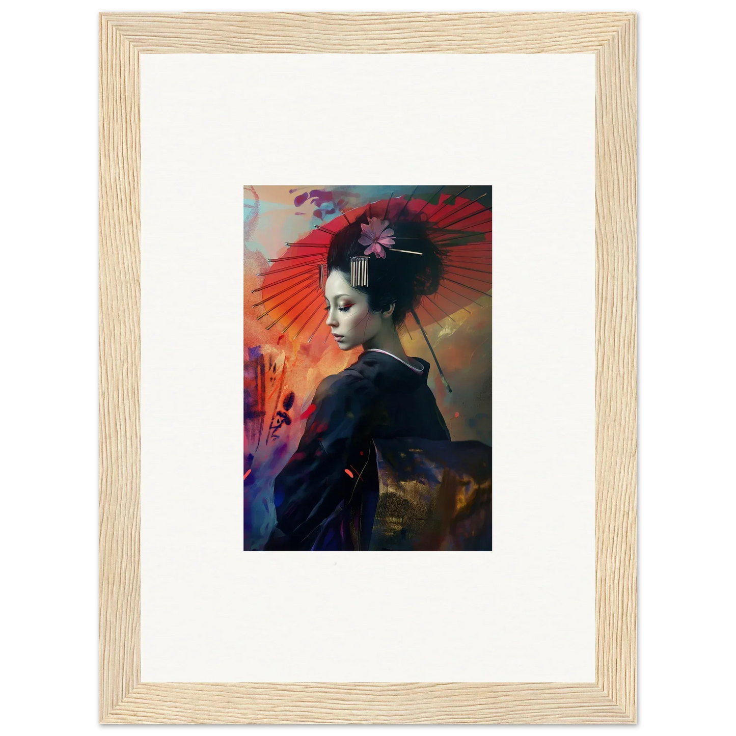 Framed canvas print of a vibrant Lotus Symphony portrait for cool room decoration